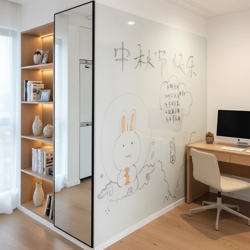 双层磁吸白板珐琅板平替免打孔图片