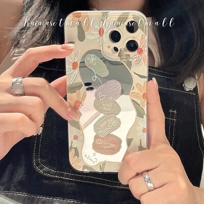 oppo电镀硅胶油画花朵镜面手机壳