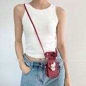 酒红卡通画家kt猫卡包适用小米17手机壳civi5pro创意13ultra斜挎绳mix4趣味11青春版 10Tlite新年款 civi1s套12