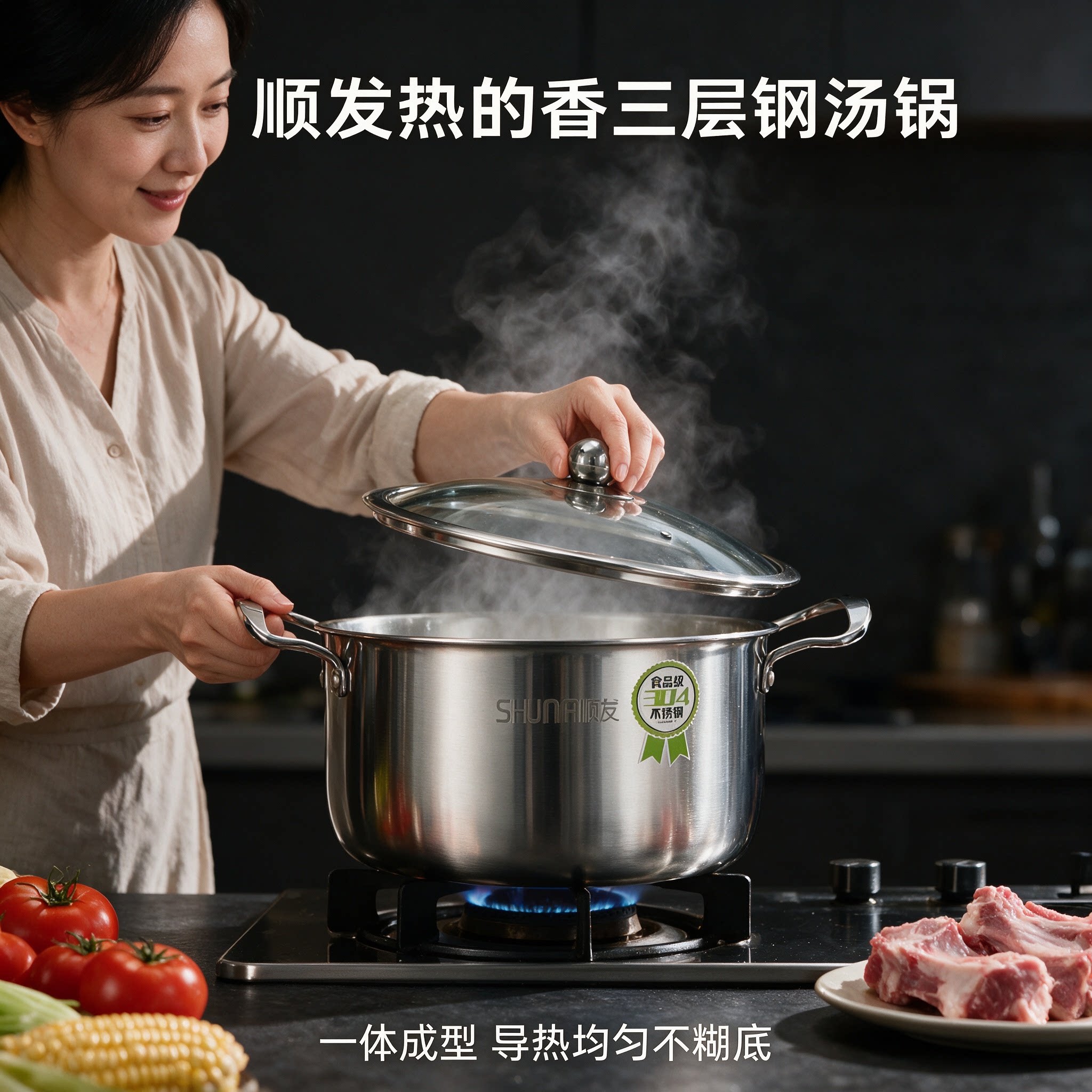 加厚锅底导热匀煲汤炖煮一锅多用