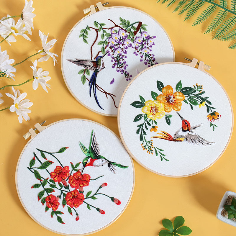 凤美美新品刺绣diy材料包 蜂鸟花卉苏绣绣品绣花古风刺绣礼物,居家布艺,缝纫DIY材料套装,淘宝优惠券,粉丝福利购,淘宝优惠卷