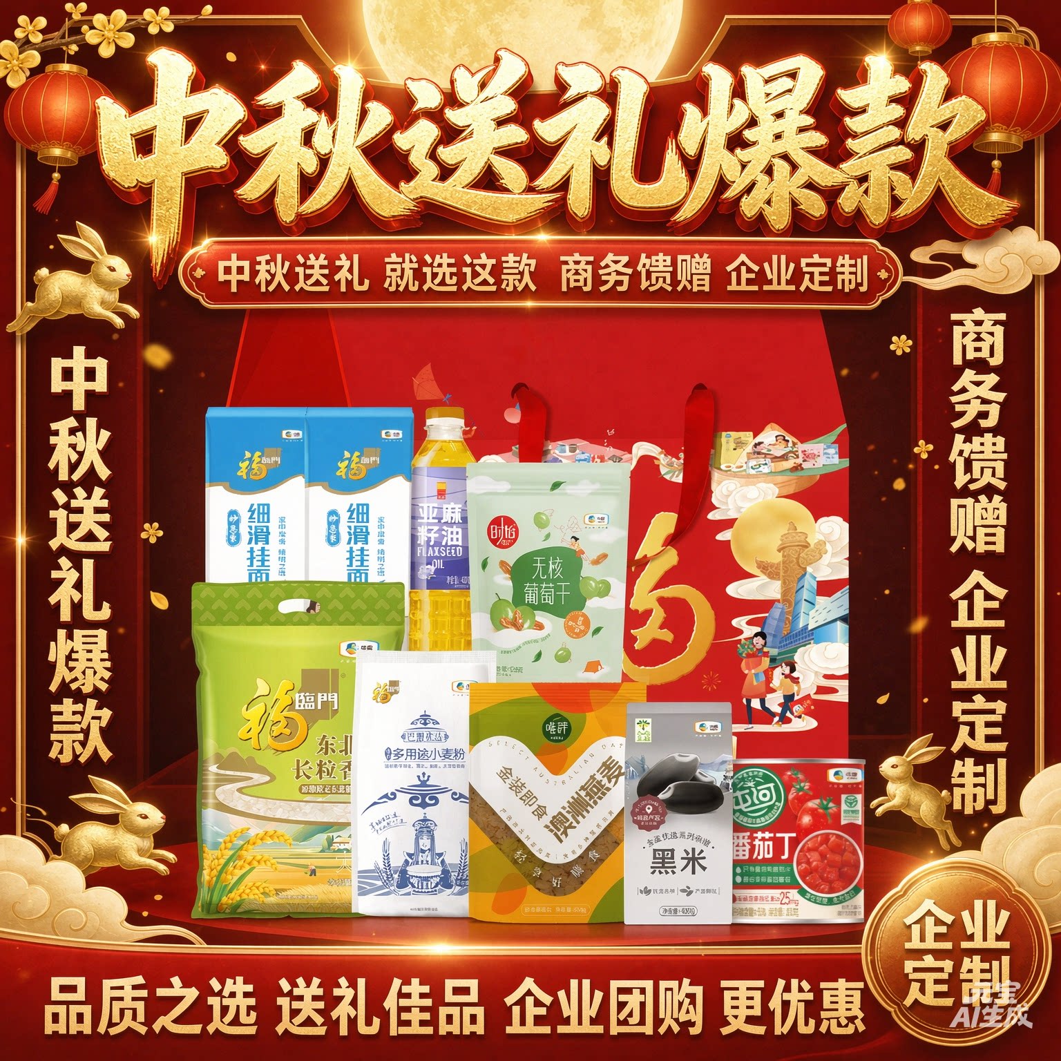 中秋节杂粮礼盒米面油中粮大礼包慰问伴手礼企业员工福利可定制