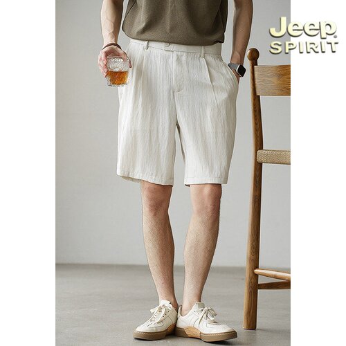 JEEP SPIRIT吉普休闲双褶直筒短裤男款2026夏季通勤垂感五分裤