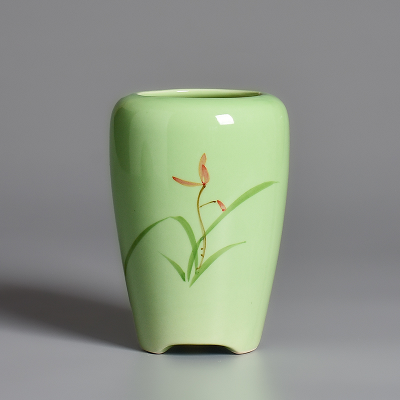 小号兰花盆手绘陶瓷圆形高款