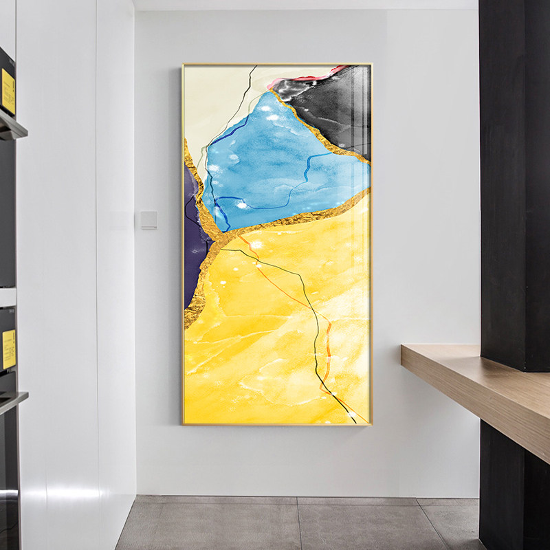 玄关装饰画现代简约过道入户走廊北欧抽象色彩暖色调背景墙壁挂画