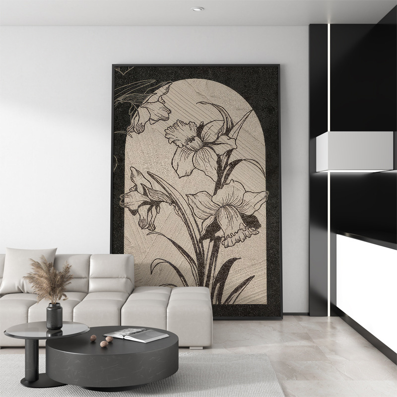 中古风餐厅装饰画法式复古客厅沙发背景墙挂画入户玄关高级感壁画