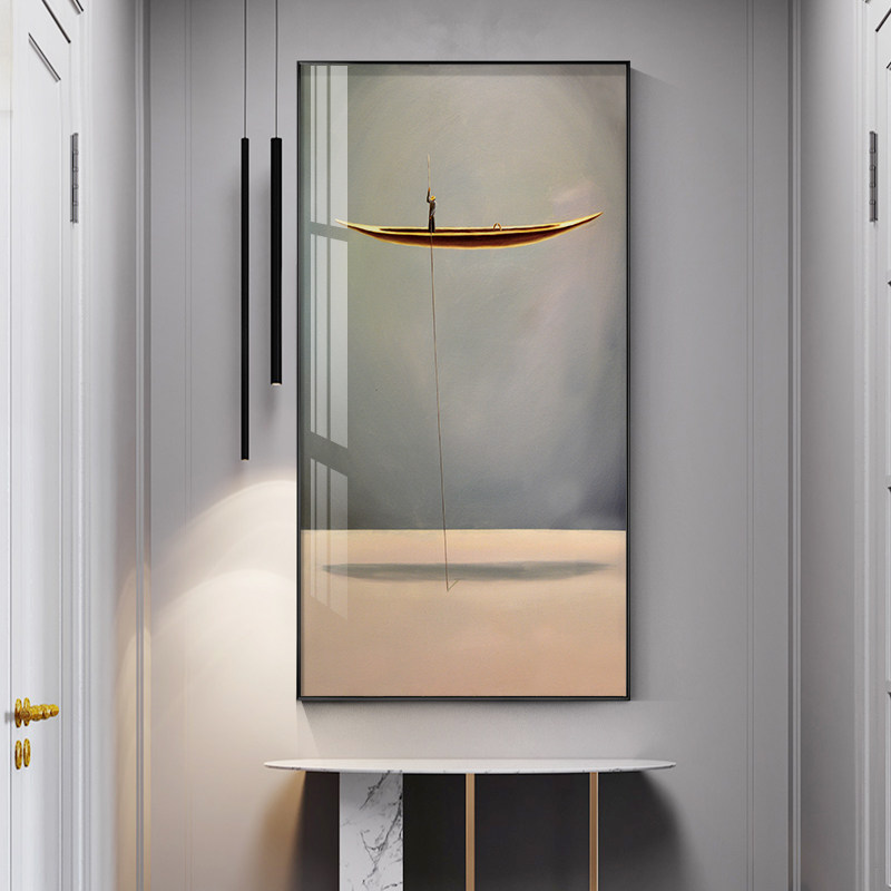 简约现代中式玄关装饰画竖版抽象艺术客厅门口家装墙壁画茶室挂画