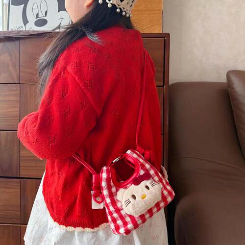 红色喜庆儿童包包新年压岁钱拜年红包女童宝宝零钱包小女孩斜挎包