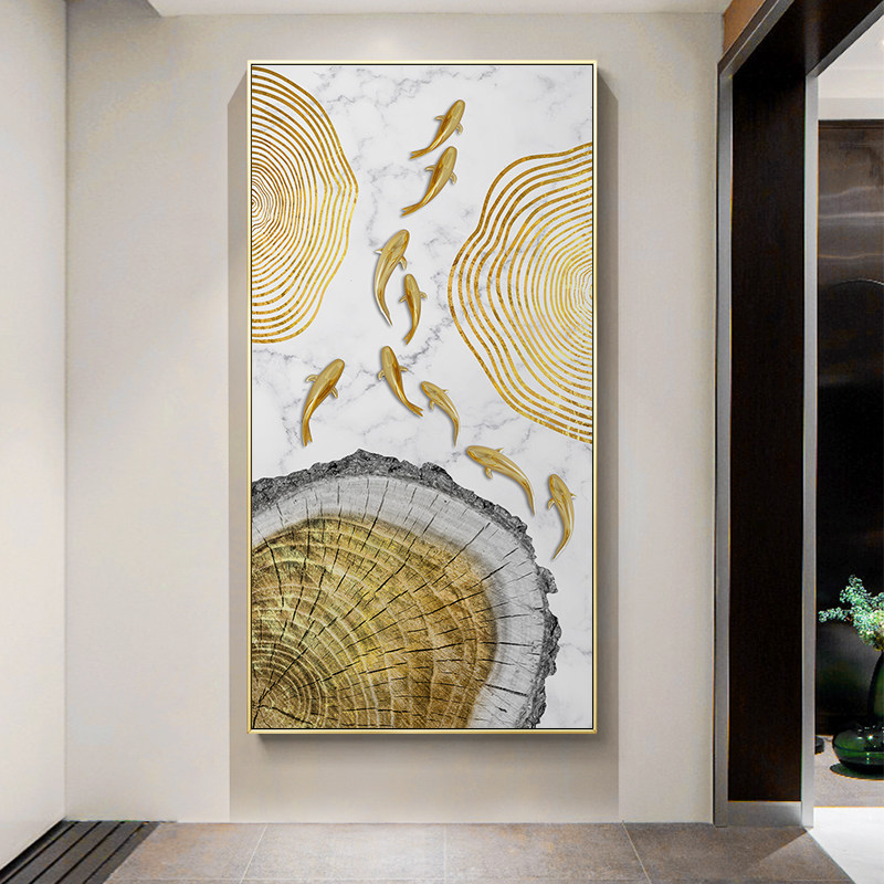 新中式进门入户玄关装饰画酒店走廊工程壁画别墅复式楼楼梯间挂画