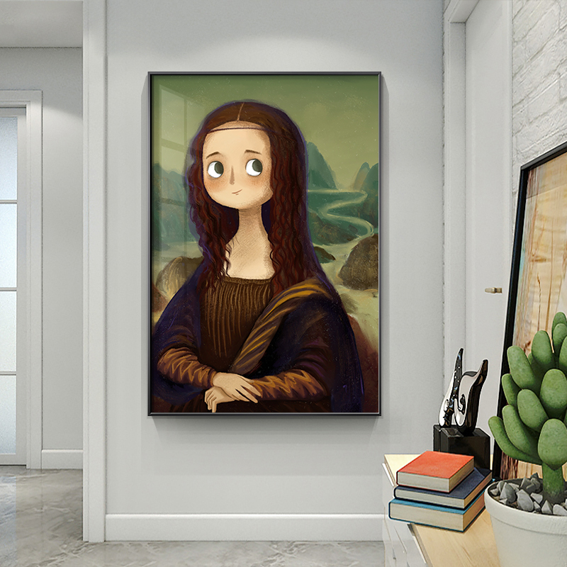 带珍珠耳环的少女装饰画女孩卧室胖版蒙娜丽莎艺术人物走廊过道画