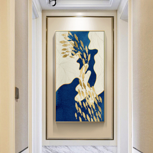 玄关九鱼图装 美式 饰画招财风水进门入户走廊轻奢墙壁挂画年年有余
