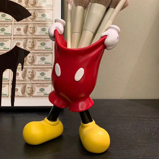 小红书同款米奇手套笔筒高颜值可爱卡通动漫桌面摆件收纳个性笔筒