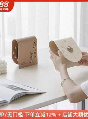 木工小舅 简约家居客厅台式座钟饰品玄关酒柜大气时钟装饰摆件