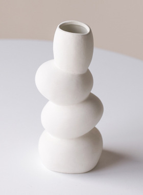 木工小舅 ins风素胚陶瓷花瓶摆件 高级感小众轻奢家居装饰插花器