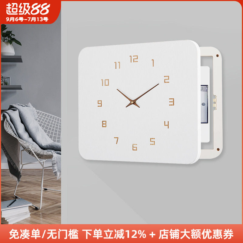 带钟表的电表箱装饰画图片