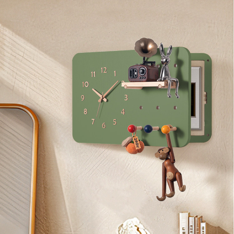 木工小舅 时钟电表箱绿色洞洞板盖板 带钟表强电箱遮挡美化装饰画,家居饰品,电表箱装饰画,淘宝优惠券,粉丝福利购,淘宝优惠卷
