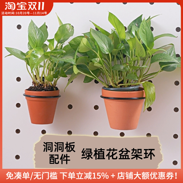 木工小舅 15mm洞洞板配件阳台花盆架环 客厅金属挂式多肉小花支架