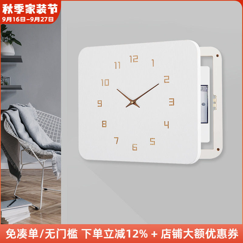 带钟表的电表箱装饰画