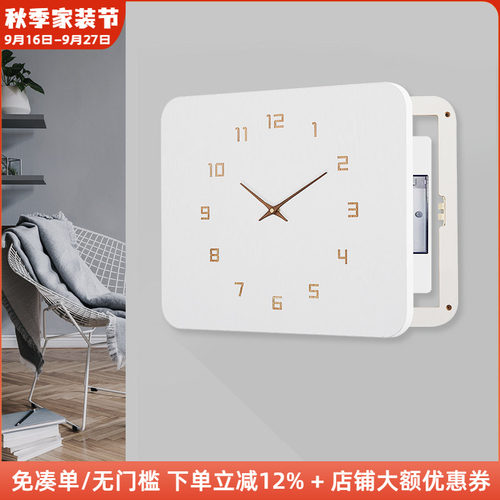 带钟表的电表箱装饰画