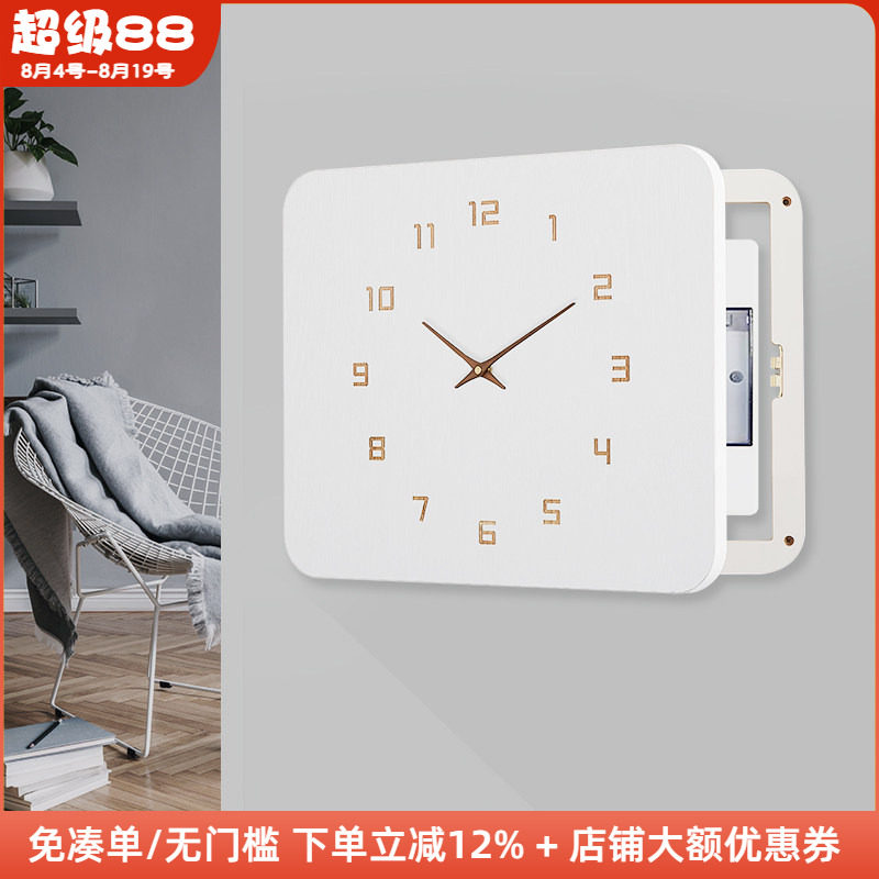 带钟表的电表箱装饰画