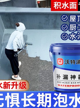 沃特浦防水补漏材料屋顶天沟专用涂料室外外墙裂缝修补沥青防漏胶