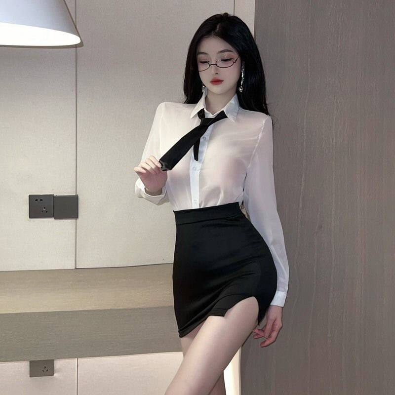 制服性感辣妹秘书丝袜包臀裙紧身情趣ol办公室诱惑角色扮演衣服女