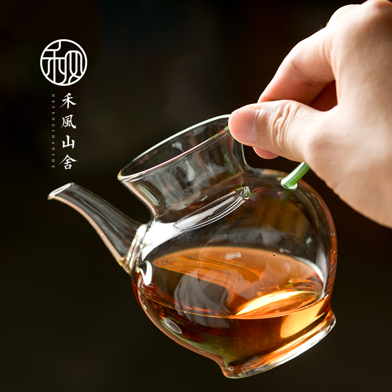 禾风公道杯 玻璃泡茶壶单壶加厚耐高温侧把壶 茶水分离家用手执壶