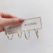 S925银针耳环女莫比乌斯潮网红个性 气质圆圈夸张欧美耳钉显瘦耳圈