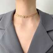 不掉色项链女lucky字母高级感轻奢小众choker锁骨链颈链2025新款