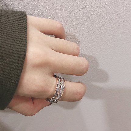 高级感钛钢戒指女ins潮 不掉色材质时尚网红个性单品食指戒冷淡风