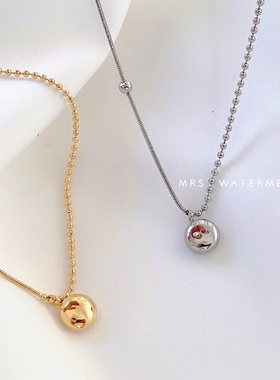 lucky元素吊坠不对称设计小众钛钢项链女ins潮网红不掉色锁骨链