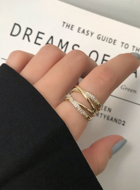 交叉开口可调节酷女孩风蹦迪戒指