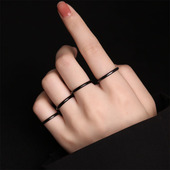 黑色戒指女钛钢不掉色素圈时尚 个性 关节食指小众设计高级感尾戒子