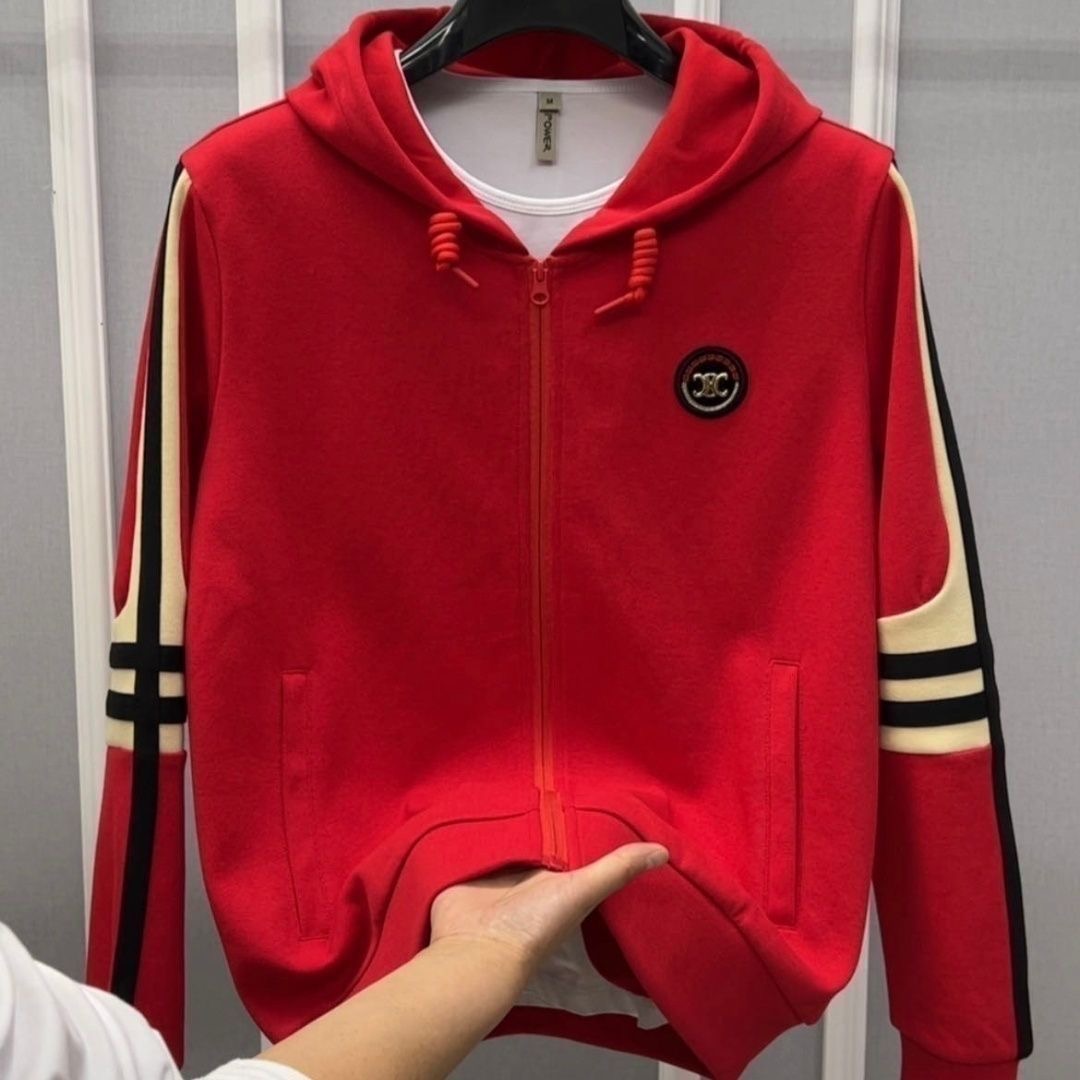 连帽潮牌百搭拼色休闲卫衣夹克