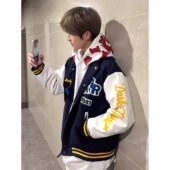 国潮美式 潮牌痞帅休闲高街夹克外套 字母植绒刺绣棒球服男2026爆款