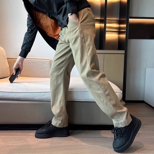 裤 复古直筒裤 男春秋季 子美式 水洗纯棉潮牌潮流休闲裤 做旧破坏工装