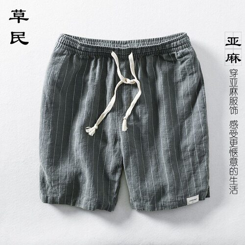 潮牌五分裤直筒宽松棉麻运动