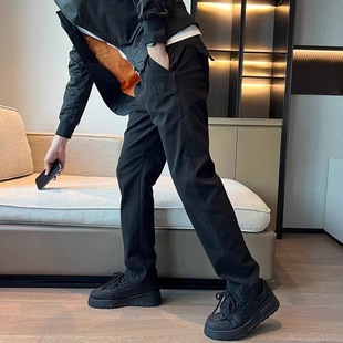 美式 男春秋季 水洗直筒运动裤 子男士 工装 高级感磨毛耐脏耐磨长裤 裤