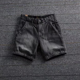 韩版 夏季 潮牌水洗修身 纯棉3分4分裤 潮 牛仔短裤 超短裤 男三分四分裤