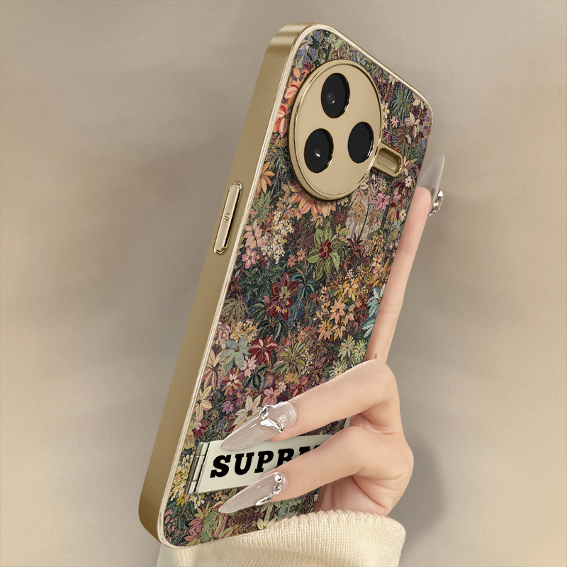 浙皇适用于红米k80手机壳k70e新款k60ultra秋冬k50简约note14防摔支架13网红小羊皮全包女复古12pro花海秘境