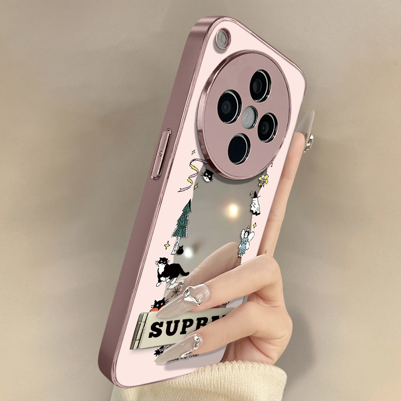 浙皇适用于oppofindx8手机壳x7ultra新款x6pro全包x5防摔a97补妆a93s支架a72电镀55女镜面可爱高级a2波浪黑猫