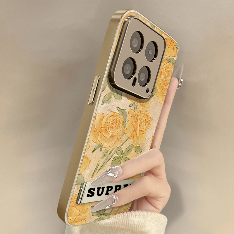 浙皇适用于小米17promax手机壳15spro高级14网红13新款11女civi5电镀mix4小羊皮全包防摔支架12ultra玫瑰花朵