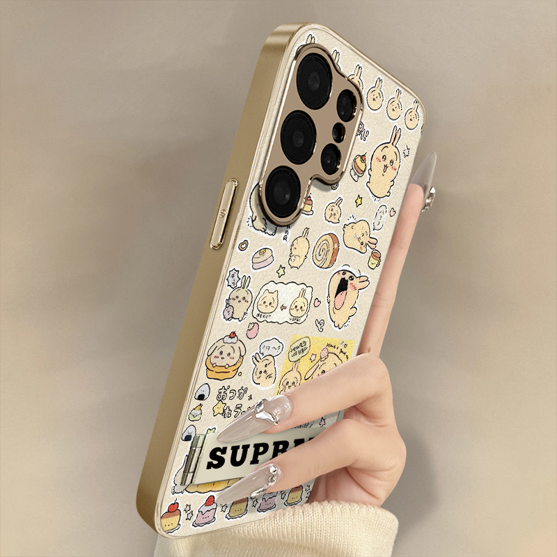 浙皇适用于三星galaxys25手机壳s24ultra新款s23高级s22全包防摔支架创意秋冬小羊皮女款可爱s24满屏乌萨奇