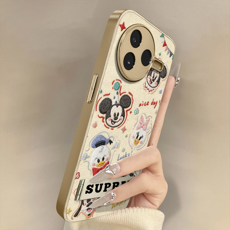 米奇老鼠适用于红米k90手机壳k80新款k70e卡通60ultra网红note15可爱14高级13支架12pro全包防摔小羊皮保护套