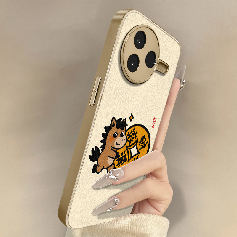 小马元宝适用于红米k90手机壳k90promax新年款k80马年k70本命年小羊皮k60防摔50好看note15r男女14高级13支架