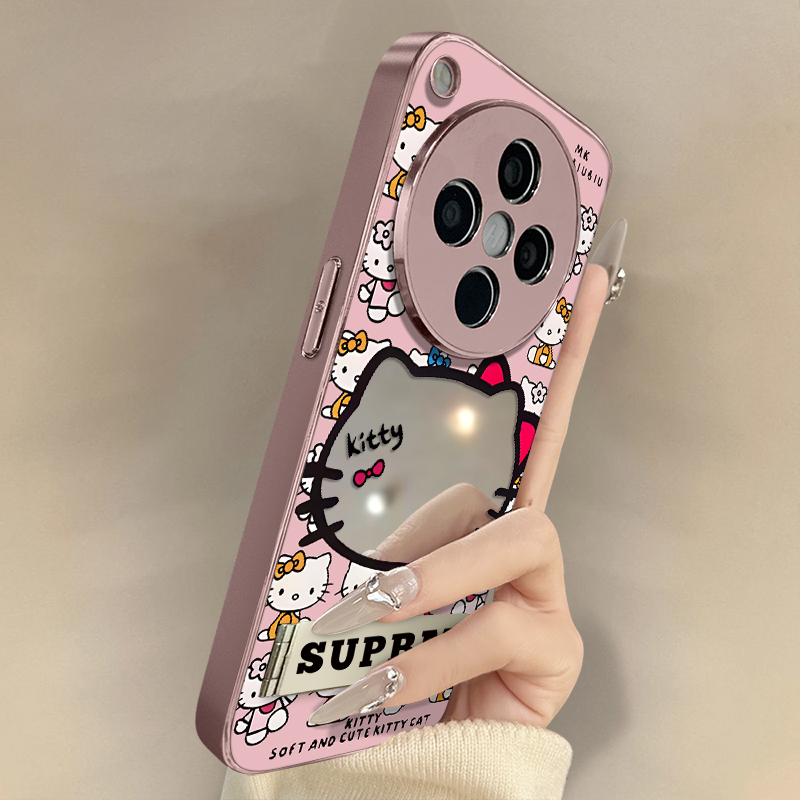 浙皇适用于oppofindx8手机壳x7ultra网红x6pro新款x5可爱a97女款a93s支架a72电镀a57防摔a55补妆镜面满屏kt猫