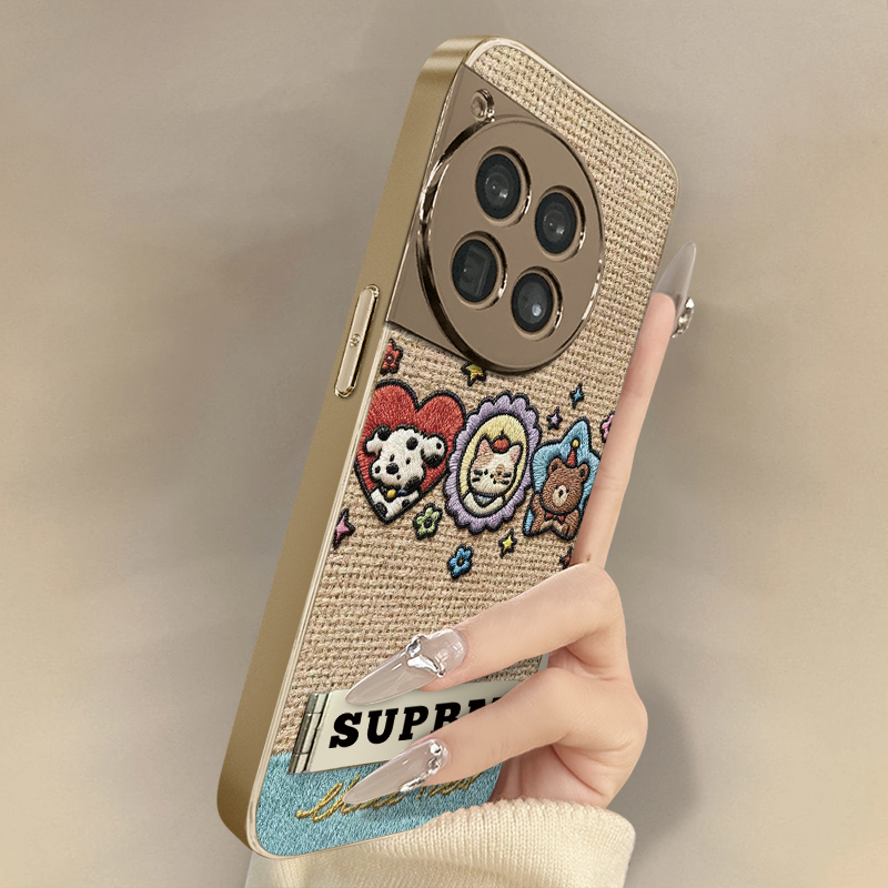 动物头像适用于一加15手机壳1加13T新款12卡通11网红ace5pro可爱ace3pro女ace2高级支架全包防摔小羊皮保护套