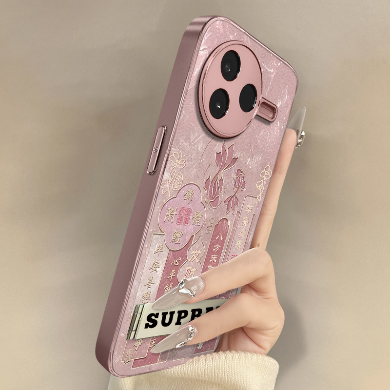 浙皇适用于红米k80手机壳k70e新款k60ultra文字k50国风note14男女高级感支架13全包防摔小羊皮12pro平安锦鲤