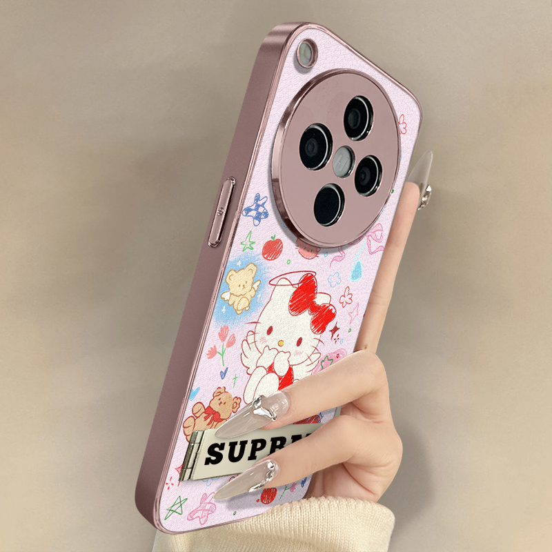 浙皇适用于oppofindx8手机壳x7ultra新款x6pro高级x5可爱a97女a93s创意a72防摔57卡通羊皮支架网红a2涂鸦kt猫