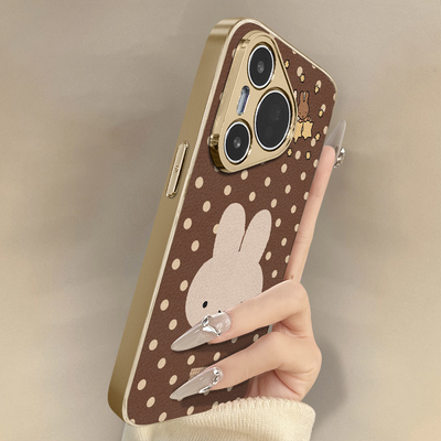 波点兔子适用于华为pura80手机壳80pro新款80ultra卡通70可爱小羊皮60art网红p50e好看p40男女高级30防摔支架
